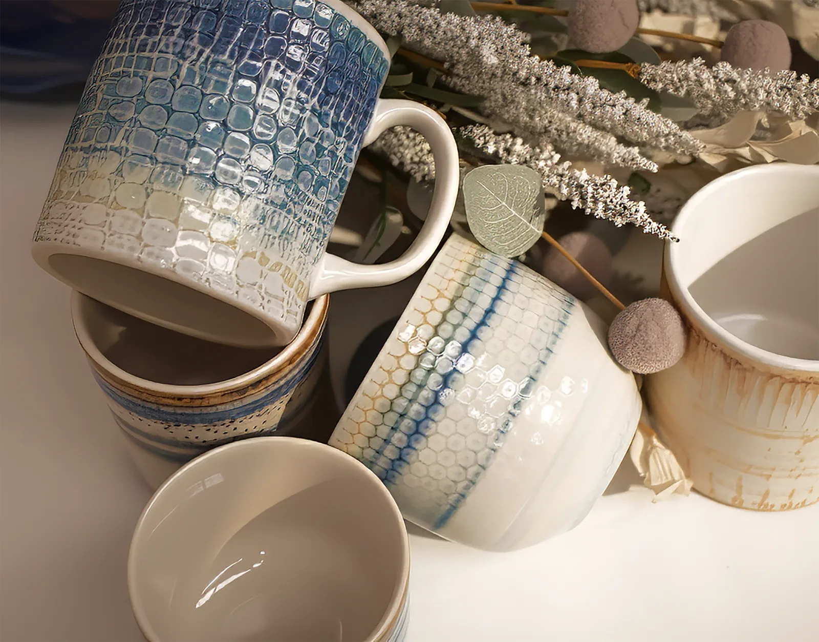 Tazas · degradado azul