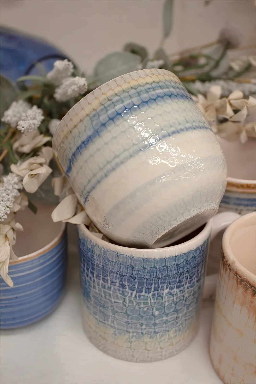 Tazas · rayas azules
